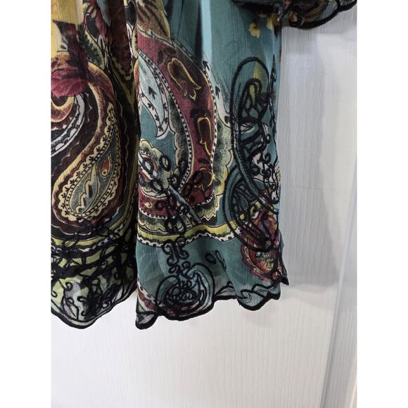 Mushka by Sienna Rose Green Embroidered Sheer Blouse Top Fairycore, Size Medium - Picture 14 of 14